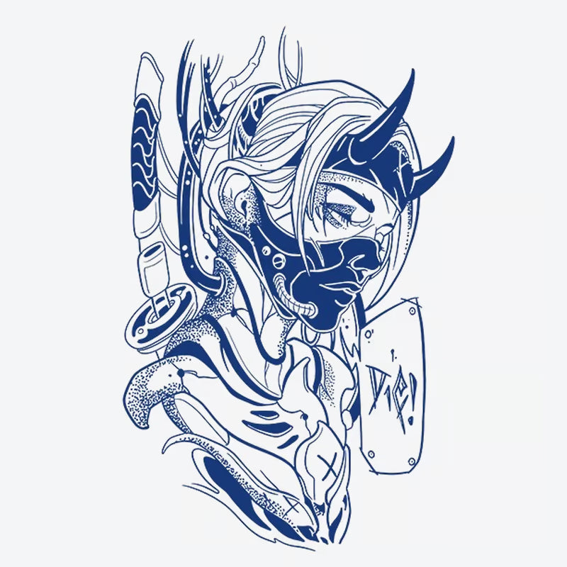 Cyberpunk Demon Face Tattoo