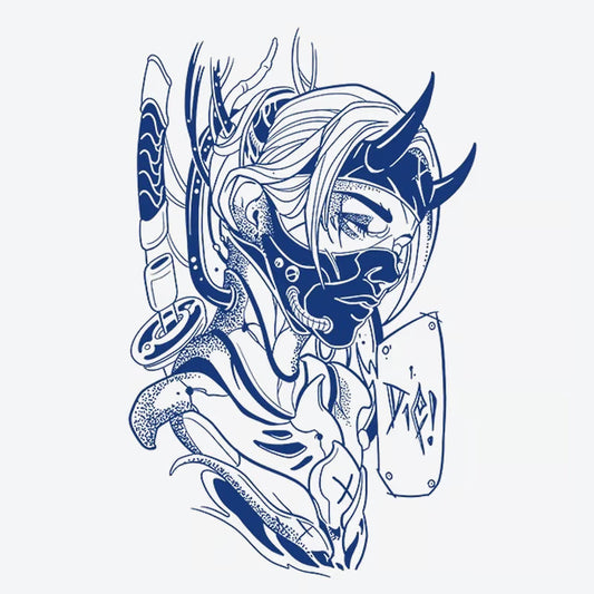Cyberpunk Demon Face Tattoo