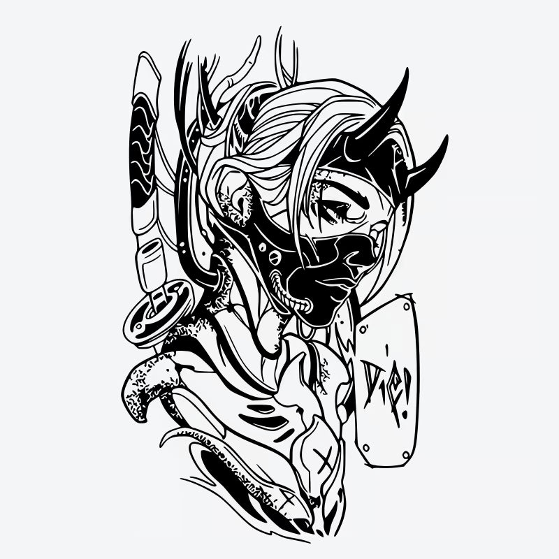 Cyberpunk Demon Face Tattoo