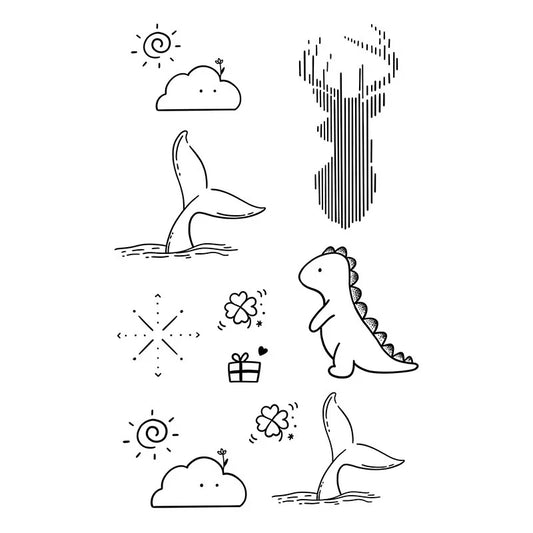 Whale Dinosaur Cloud Tattoo