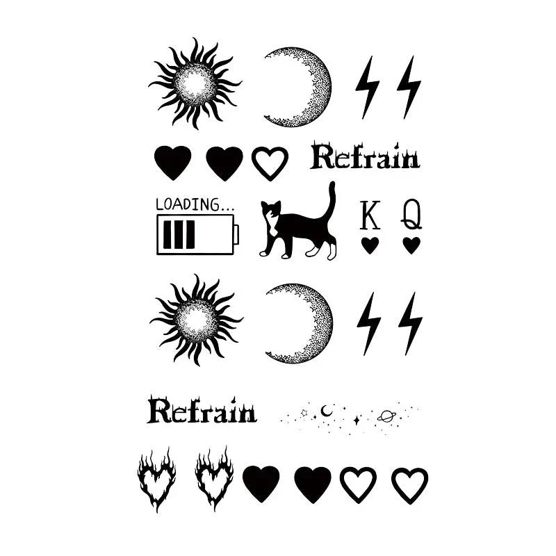 Sun Moon Cat Heart Tattoo