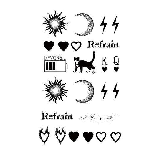 Sun Moon Cat Heart Tattoo