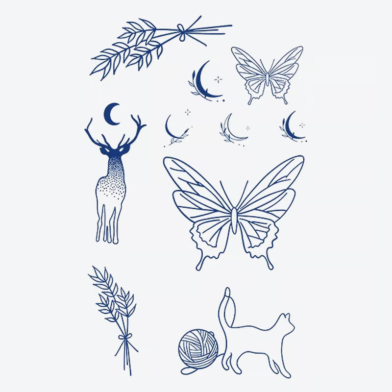 Deer Butterfly Moon Tattoo