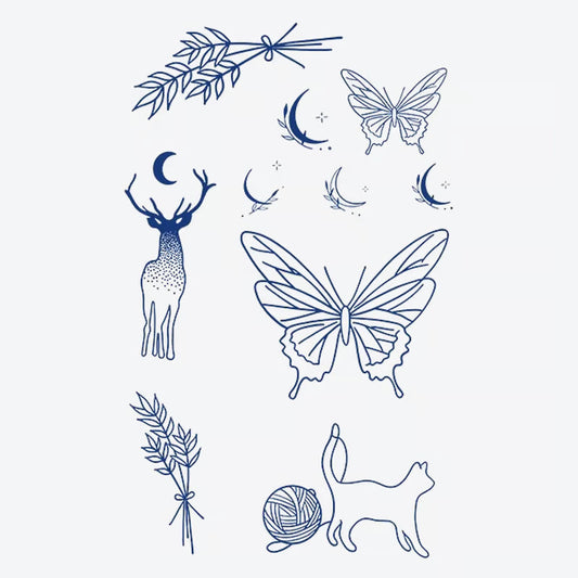Deer Butterfly Moon Tattoo