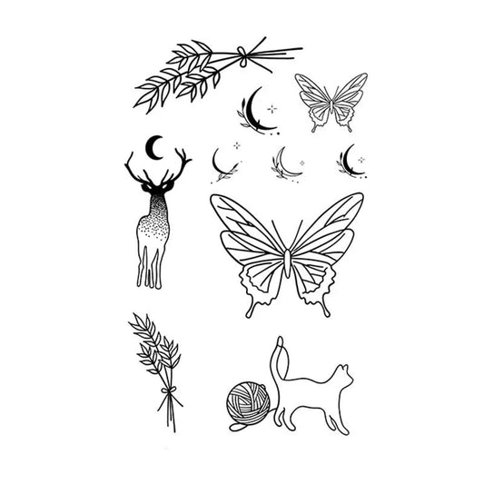 Deer Butterfly Moon Tattoo