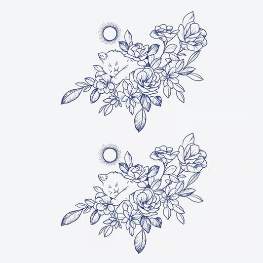 Floral Fox Moon Tattoo