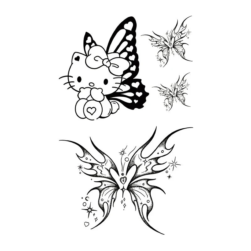 Hello Kitty Butterfly Tattoo