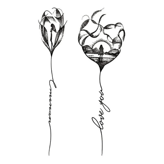 Flower Silhouette Love Tattoo