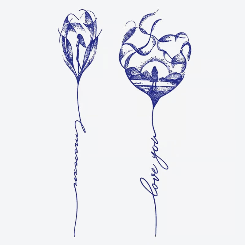 Flower Silhouette Love Tattoo