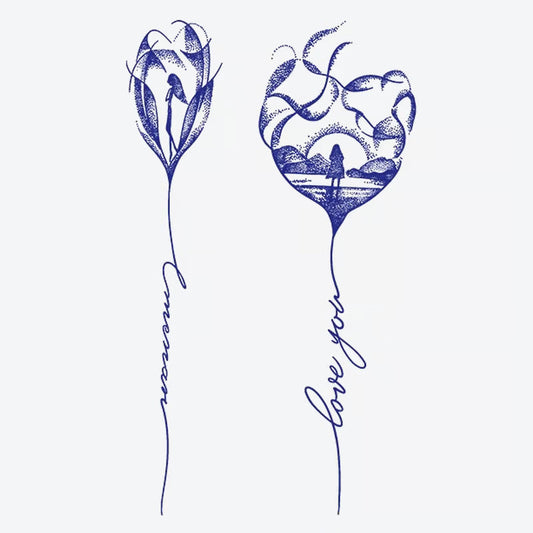 Flower Silhouette Love Tattoo