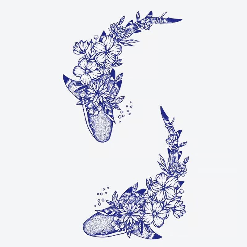 Shark Floral Tattoo