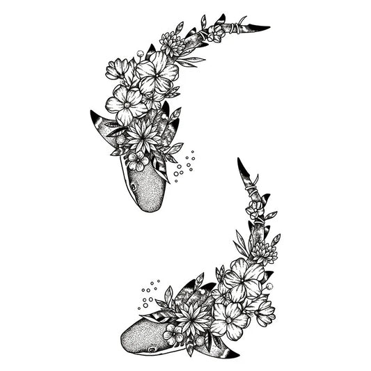Shark Floral Tattoo