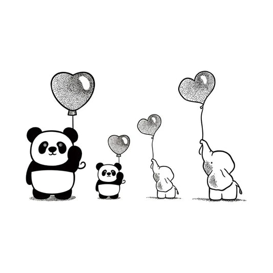 Panda Elephant Balloon Tattoo