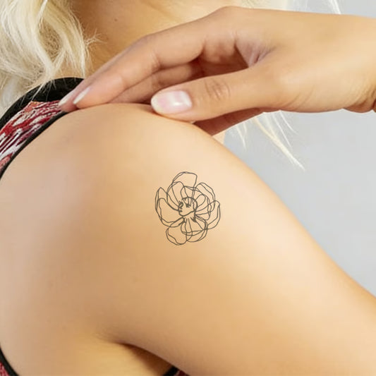 Line Art Flower Tattoo