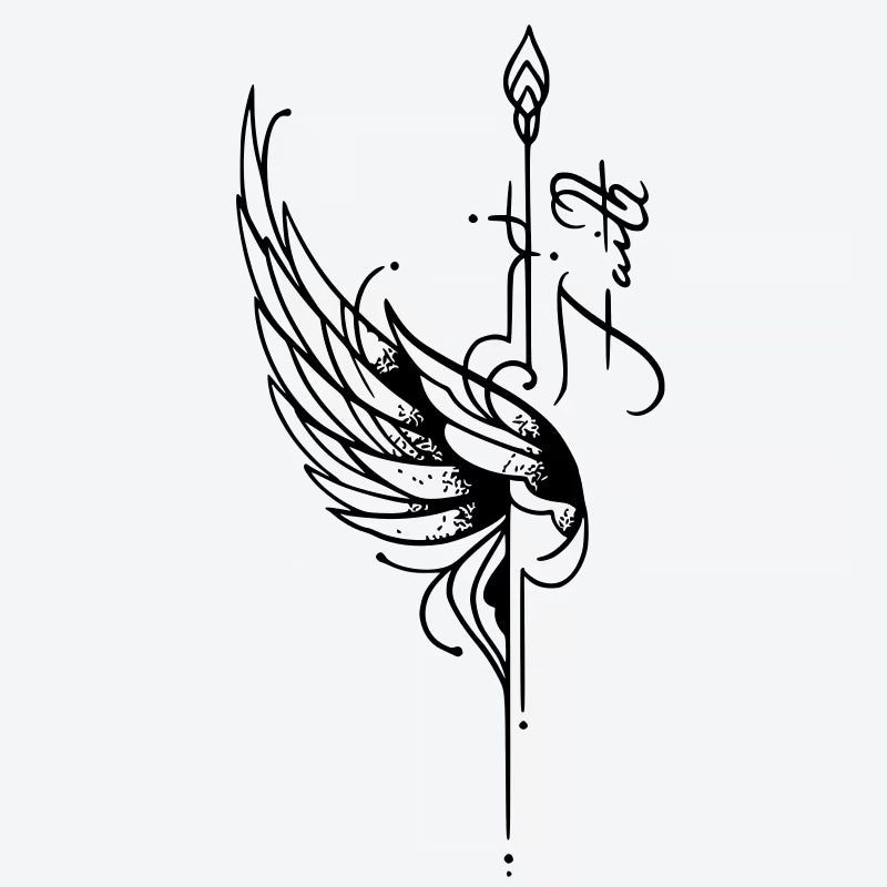 Winged Faith Spear Tattoo