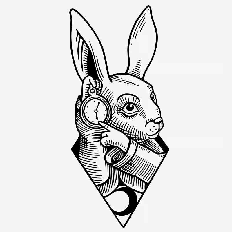 Rabbit Clock Tattoo