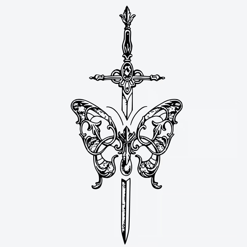 Butterfly Sword Tattoo