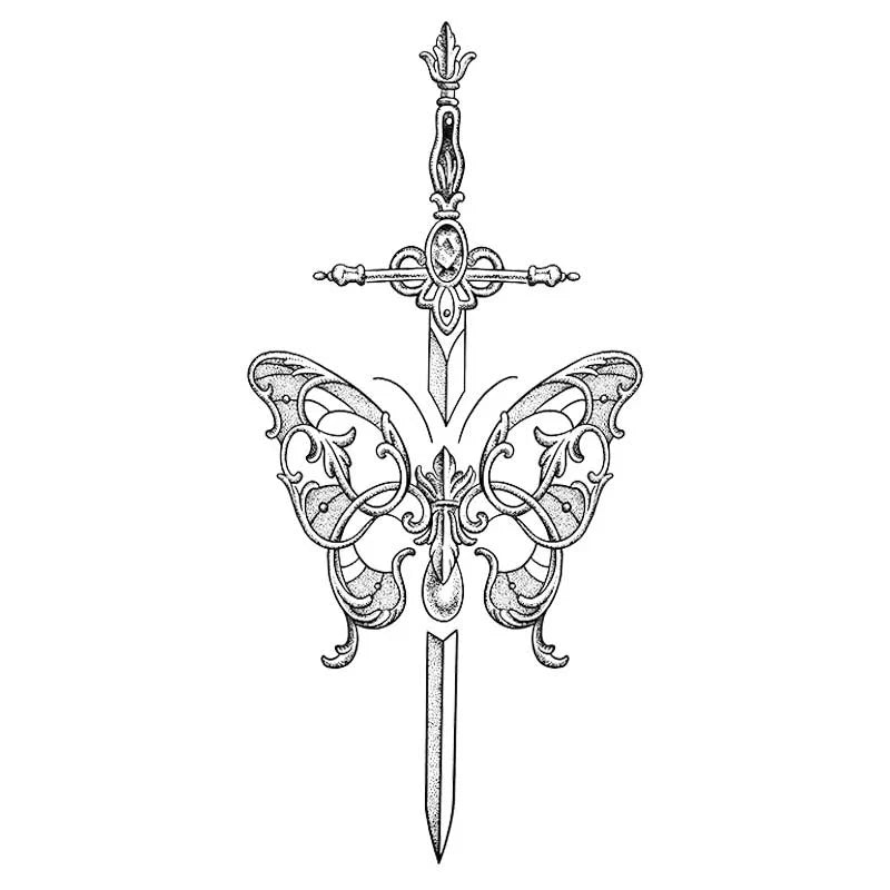 Butterfly Sword Tattoo