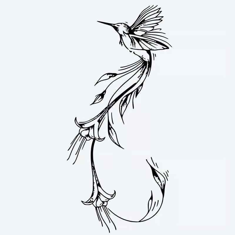 Hummingbird Floral Tattoo