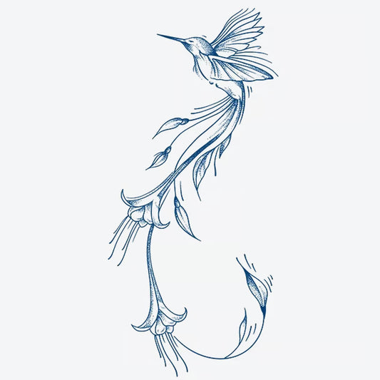 Hummingbird Floral Tattoo