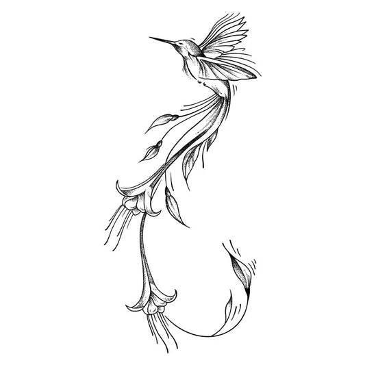 Hummingbird Floral Tattoo