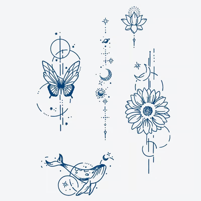 Butterfly Whale Flower Tattoo