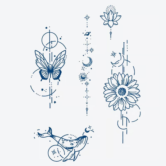 Butterfly Whale Flower Tattoo