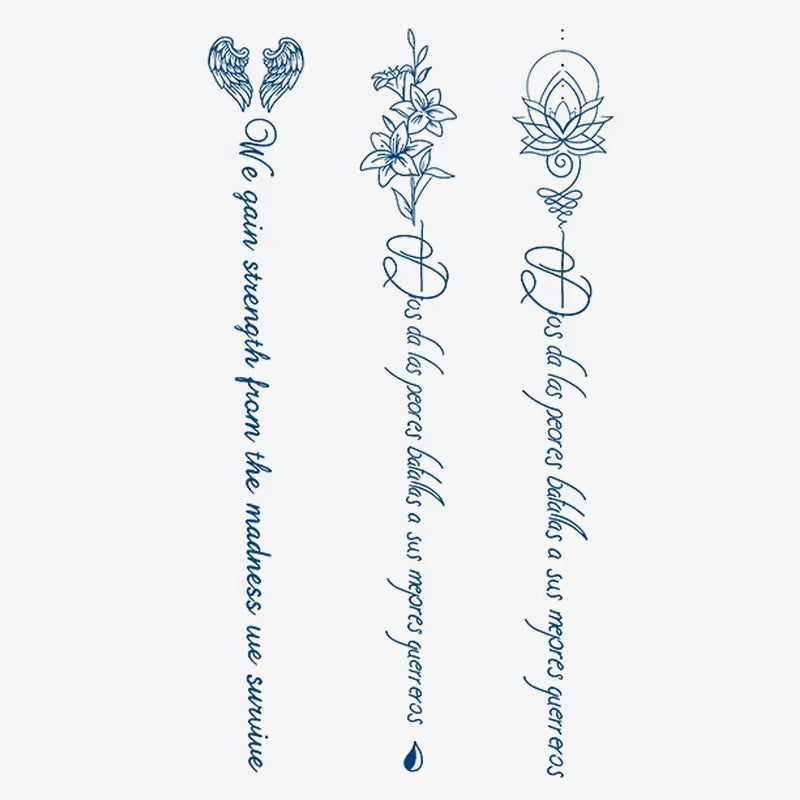 Wings Flower Lotus Quote Series Tattoo