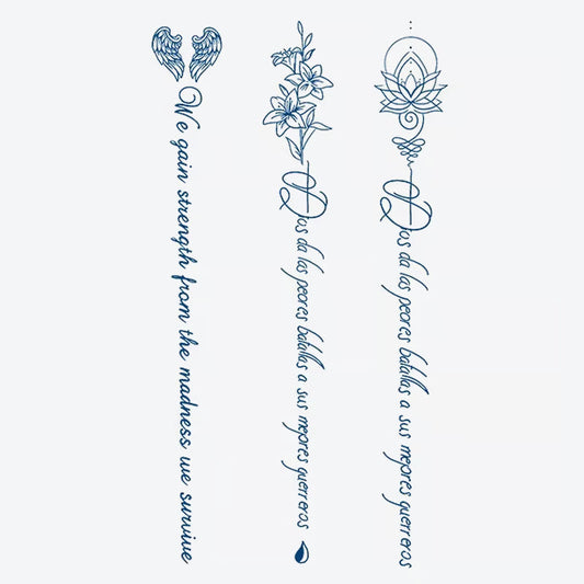 Wings Flower Lotus Quote Series Tattoo