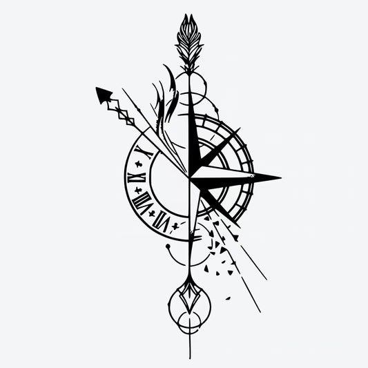 Compass Clock Arrow Tattoo