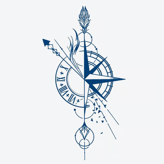 Compass Clock Arrow Tattoo