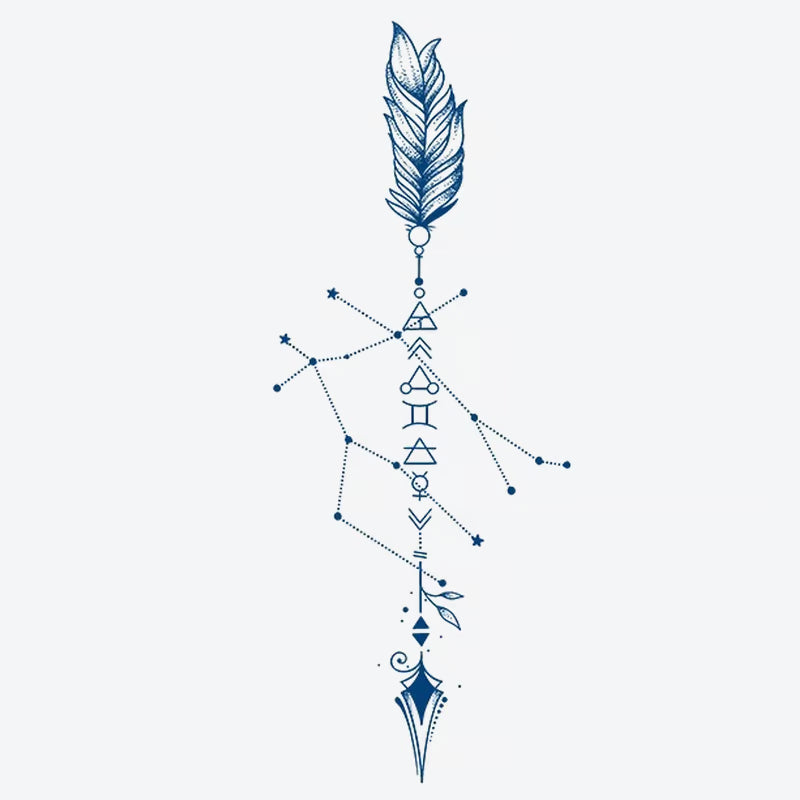 Feather Constellation Symbol Tattoo