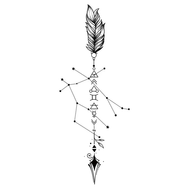 Feather Constellation Symbol Tattoo