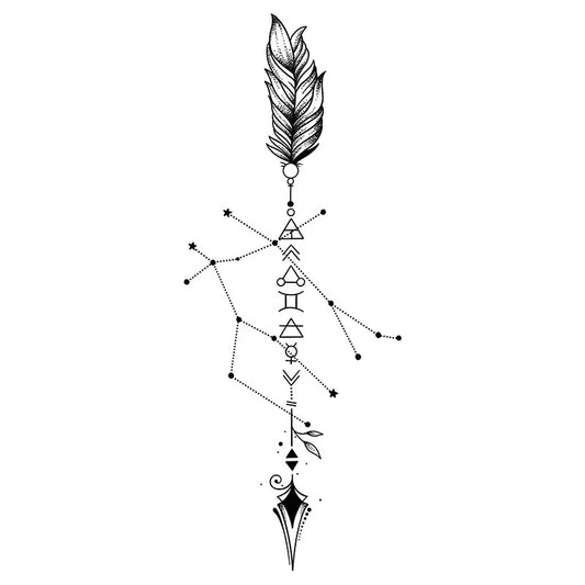Feather Constellation Symbol Tattoo