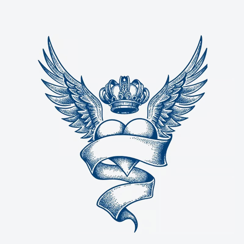 Crowned Wings Banner Tattoo