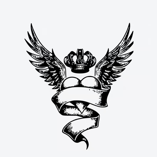 Crowned Wings Banner Tattoo