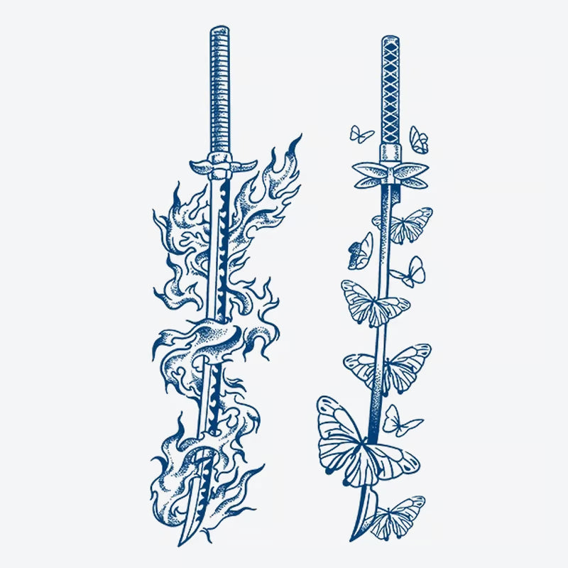 Flaming Sword Butterfly Sword Tattoo