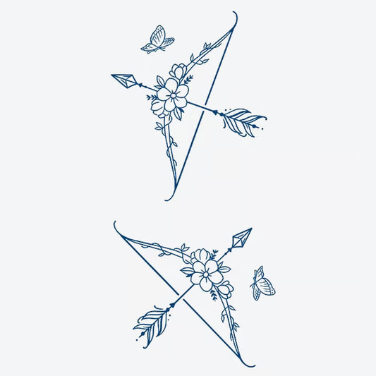 Floral Arrow Butterfly Tattoo