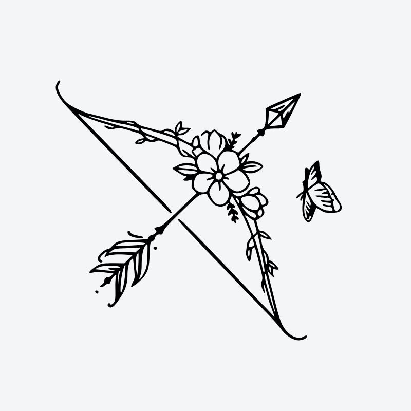 Floral Arrow Butterfly Tattoo