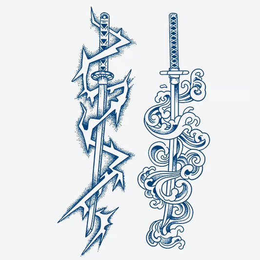 Swords Lightning Waves Tattoo