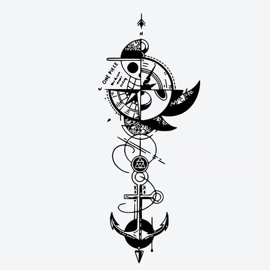 Compass Anchor Moon Tattoo