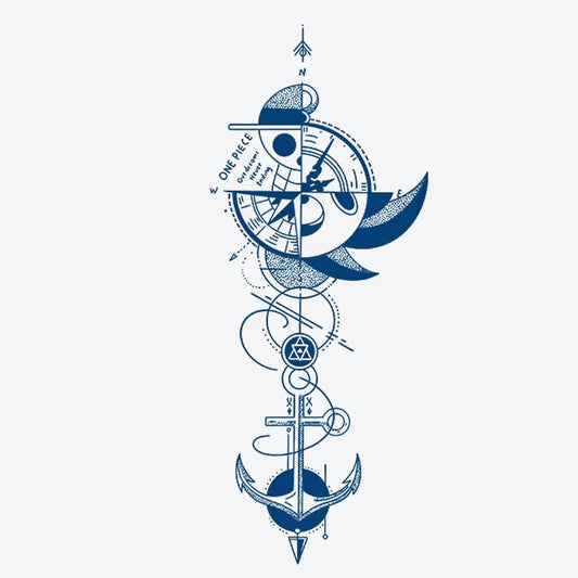 Compass Anchor Moon Tattoo