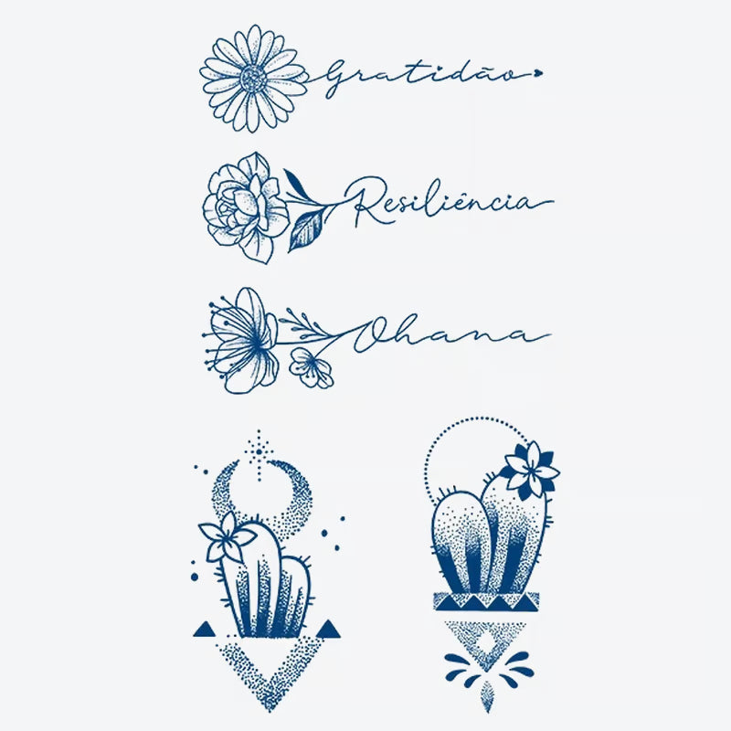 Floral Cactus Quote Series Tattoo