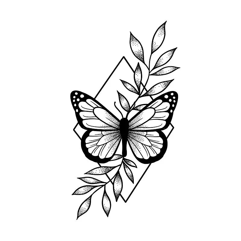 Butterfly Leaf Geometric Tattoo