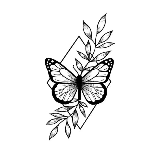 Butterfly Leaf Geometric Tattoo