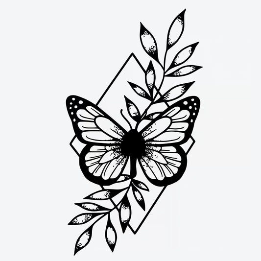 Butterfly Leaf Geometric Tattoo
