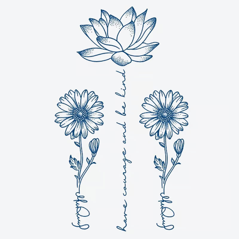 Lotus Daisy Quote Tattoo