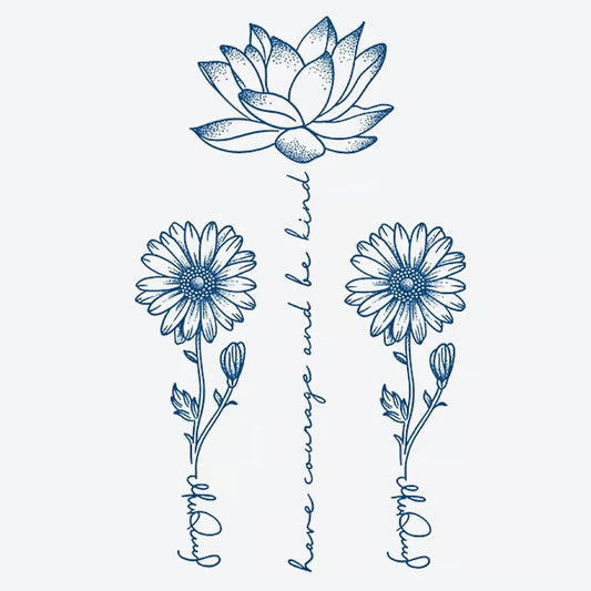Lotus Daisy Quote Tattoo
