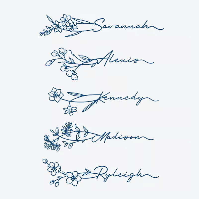 Floral Name Series Tattoo