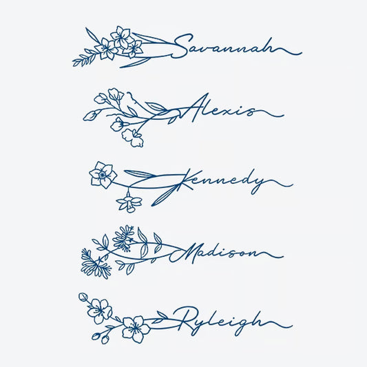 Floral Name Series Tattoo